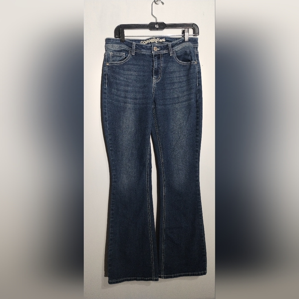 Cooper Flash Women's Blue Denim Flare Jeans (6)
